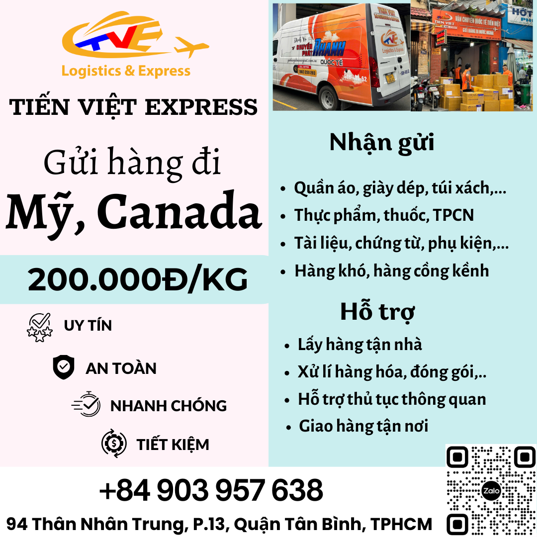 Gửi hàng đi USA, Canada - Tiến Việt Express